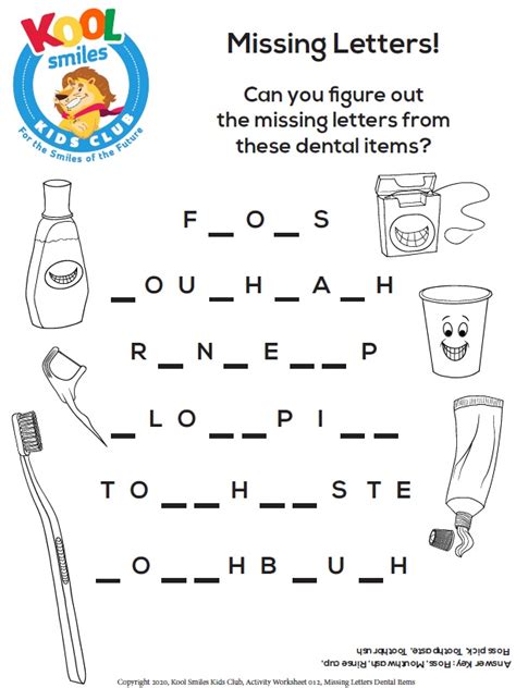 Download Dental Activity Sheets And Lessons Kool Smiles Kids Club