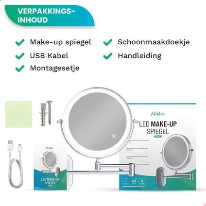 Make Up Spiegel Met Led Verlichting 10X Vergroting Scheerspiegel