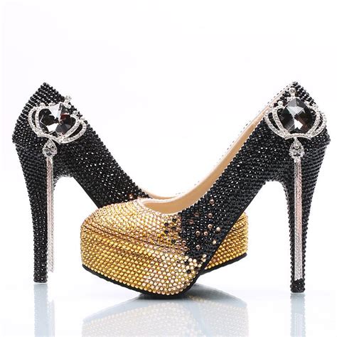 Bulk buy gold heels online from chinese suppliers on dhgate.com. Wholesale Gold Black Ombre Tassel Gems Cinderella Shoes ...
