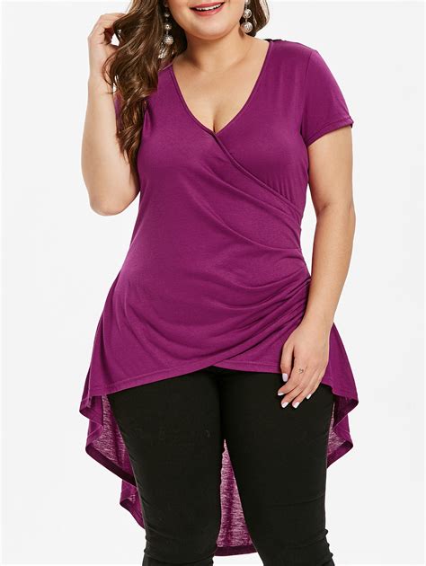 Check spelling or type a new query. Kenancy Plus Size Plunging Neck Back Lace Panel High Low T ...