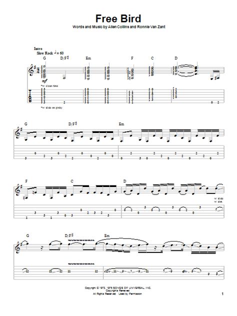 Free Bird By Lynyrd Skynyrd Guitar Tab Play Along Guitar Instructor