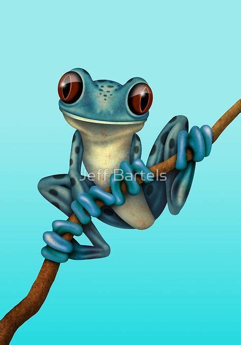 A Purple Frog Sitting On Top Of A Tree Branch