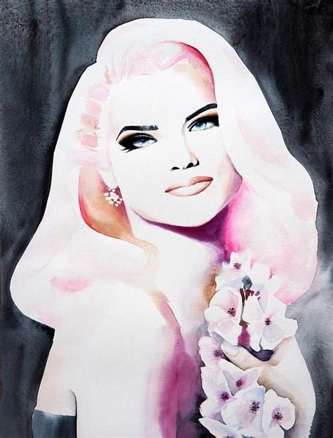 Platinum Blonde Original Watercolour Painting Portrait Fashion