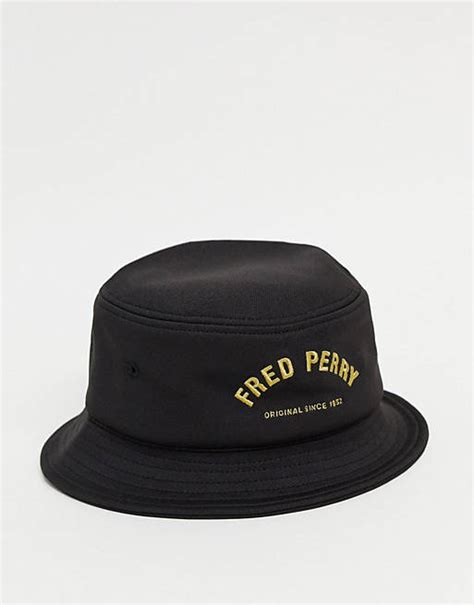 Fred Perry Arch Branded Tricot Bucket Hat In Black Asos