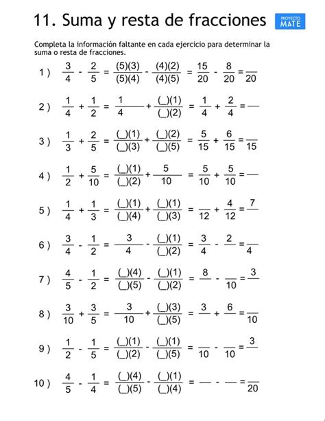 Suma Y Resta De Fracciones Ejercicios Math Math Equations Frases