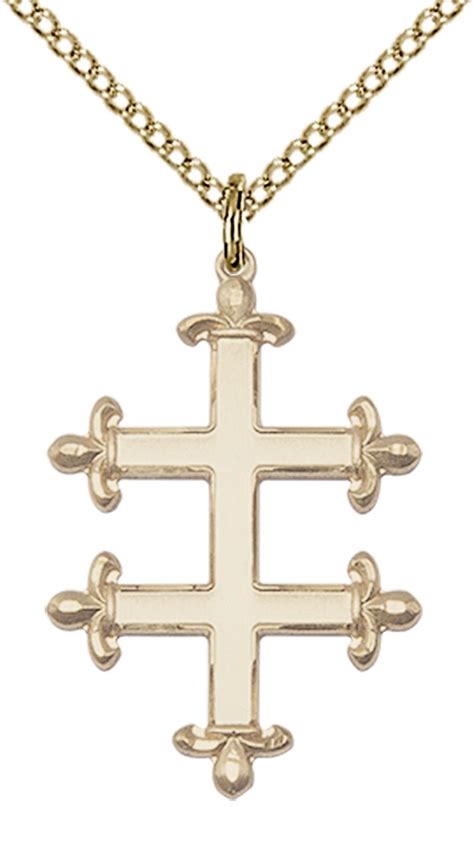 14kt Gold Filled Cross Of Lorraine Pendant With Chain Ewtn Religious
