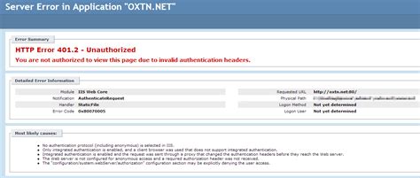 4012 Unauthorized When Using Anonymous Authentication Vexed Logic