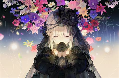 Download 2560x1700 Gothic Anime Girl Crying Sadness Tears Black
