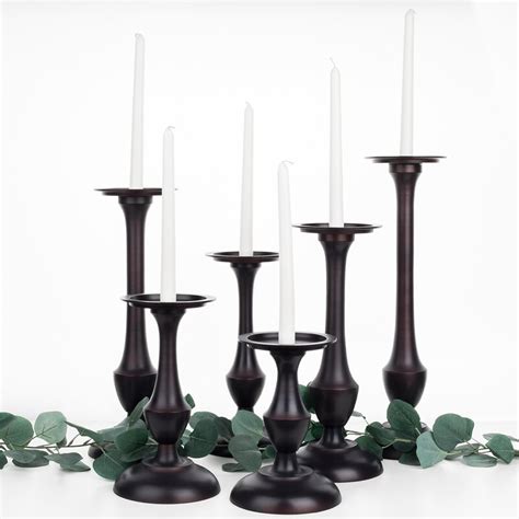 Koyal Wholesale Tall Metal Pillar And Taper Candle Holders Bronze