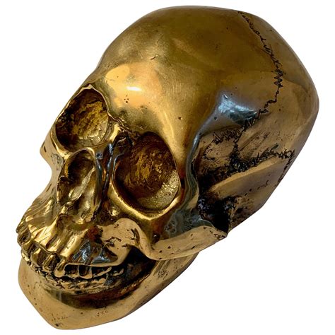 Nickel over Brass Skull Sculpture with Hinged Mandible For Sale at 1stDibs