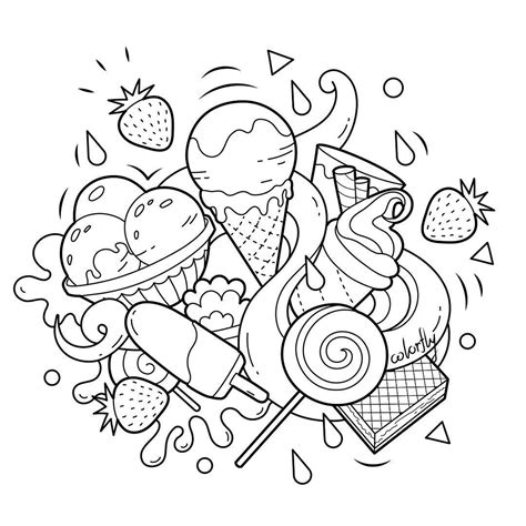 Kawaii Treats Coloring Page Coloring Pages