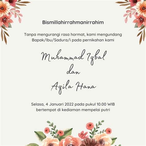 Contoh Contoh Undangan Pernikahan Islami Via Wa Lengkap Limongenc Com