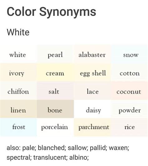 Color Synonym Color Make A Character Words To Describe