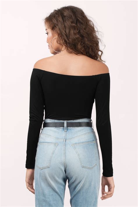 Cosette Off Shoulder Bodysuit In Black 48 Tobi Us