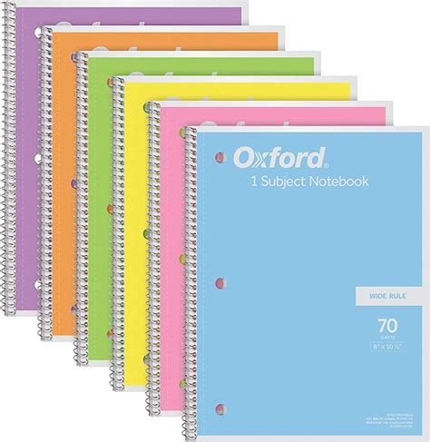 Oxford Spiral Notebook 6 Pack 1 Subject Wide Ruled Paper 8 X 10 12 Inch