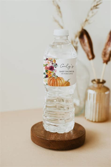 Editable Water Bottle Label Template Fall Baby Shower Water Etsy