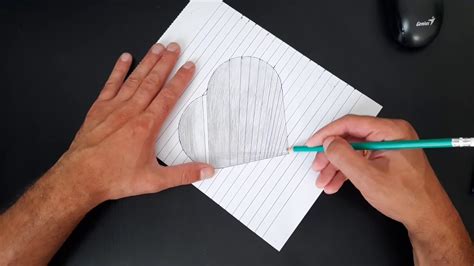 How To Draw A 3d Hole Heart Shape 4k 3 D გულის დახატვა Youtube
