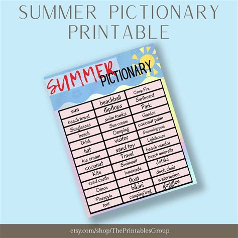 The Ultimate Summer Pictionary Game Holiday Vacation Etsy