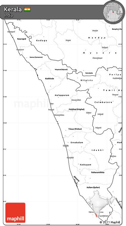 Free Blank Simple Map Of Kerala