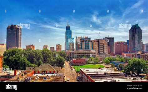 A Nice Daytime Skyline Of Downtown Raleigh North Carolina In Hdr Stock