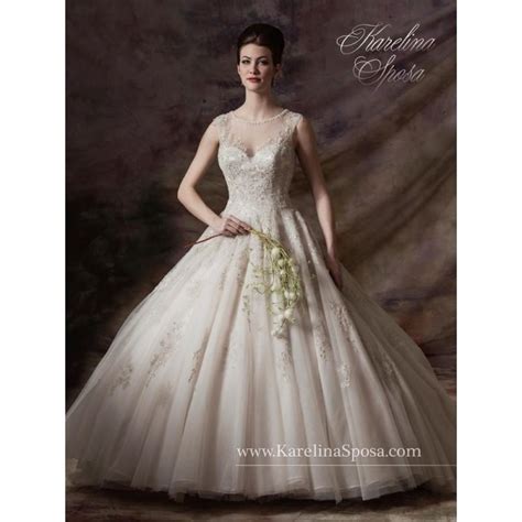 Marys F14 C7998 A Line Tulle Ballgown Illusion Jewel Neckline Long