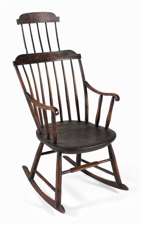 Lot Antique American Windsor Comb Back Rocking Chair By Samuel Kelsey