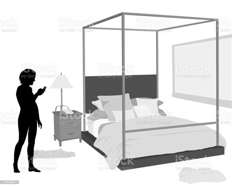 Bedroom Vector Silhouette Stok Vektör Sanatı And Battaniye‘nin Daha Fazla Görseli Battaniye