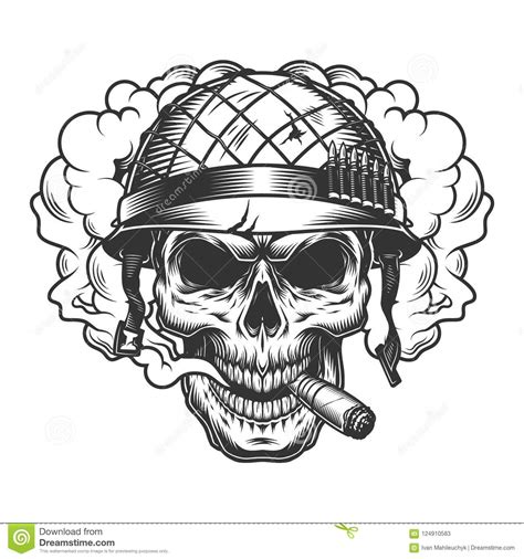 Skull In Smoke Cloud Stock Vector Illustration Of Drawing