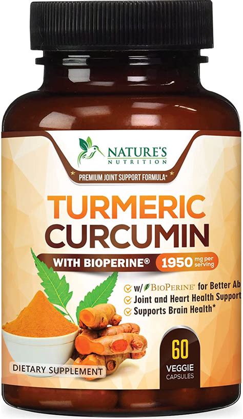 Natures Nutrition Cúrcuma Curcumina máxima potencia 95 curcuminoides