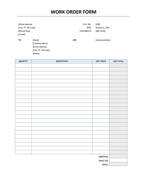 Do not use random work order templates as this may not work. printable work order form | Free Microsoft Word Templates