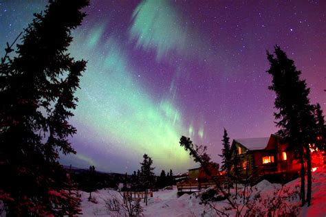 Alaska Northern Lights During Winter Traveling In Alaska