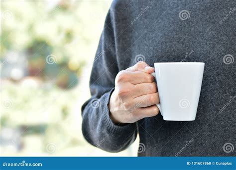Man Holding A Coffee Cup Stock Photo Image Of Casual 131607868
