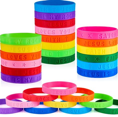 60 Pieces Religious Sayings Rubber Bracelet Silicone