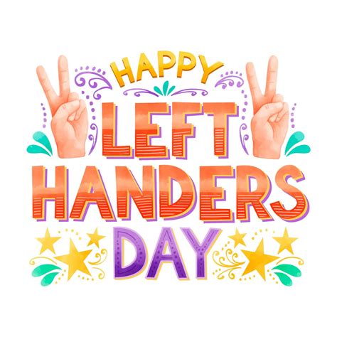 Left Handers Day Lettering Vector Collection Illustration 06