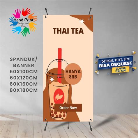 SPANDUK BANNER Minuman Es Thai Tea Warna Krem 2 60x160 CM Lazada