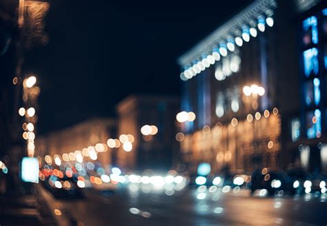 Blurred City At Night Bokeh Beautiful Abstract Background With