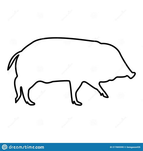 Wild Boar Hog Wart Swine Suidae Sus Tusker Scrofa Contour Outline Black