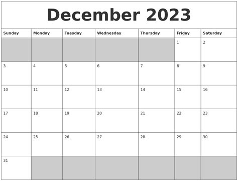 Blank December 2023 Calendar Get Calendar 2023 Update