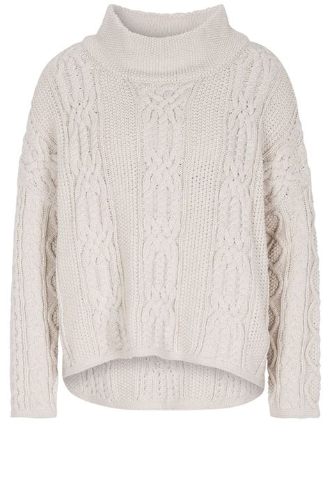Oui Cream Cable Knit Sweater Knitwear From Shirt Sleeves Uk