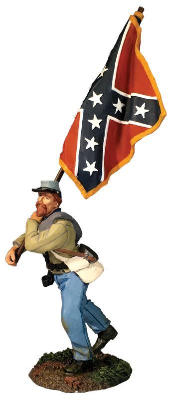 Confederate Infantry Flagbearer Advancing With Army Of Northern