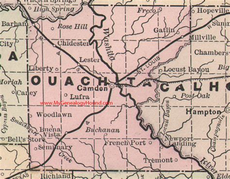Ouachita County Arkansas 1889 Map
