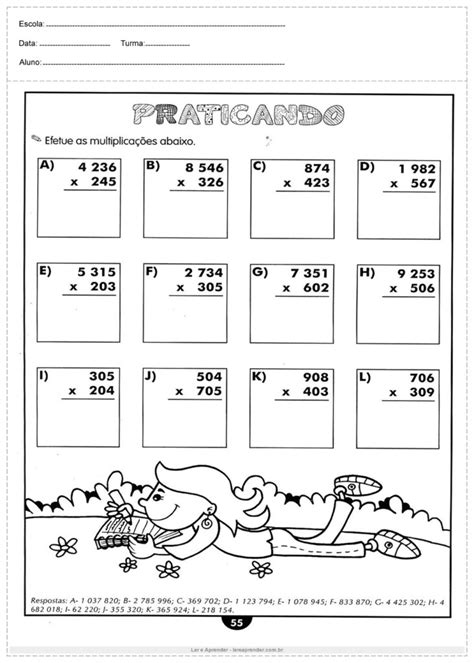 Atividades De Matemática Do 5º Ano Para Imprimir Ler E Aprender