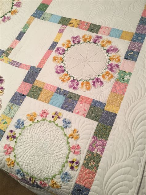 The Making Of The Pansy Doily Quilt Rhonda Dort Quilts Vintage