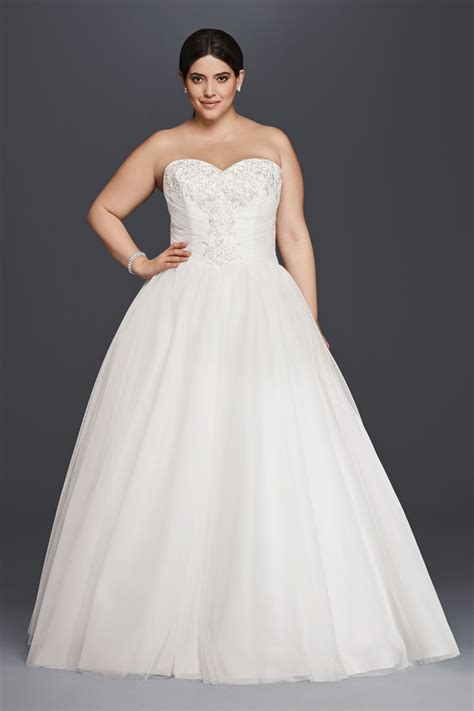 Plus Size Strapless Tulle Ball Gown Wedding Dress Davids Bridal