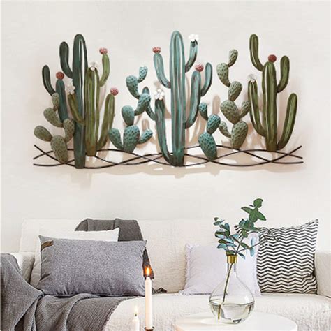 Modern Cactus Plant Wall Decor Unique Iron Hanging Metal Art Etsy