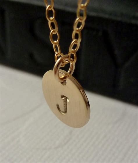 Initial Disc Gold Necklace 14k Goldfilled Choose Your Etsy