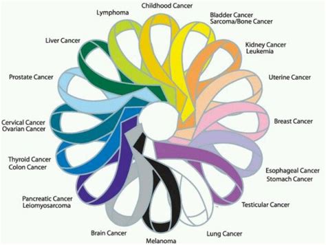 Color Ribbon Chart Of Cancers Cancer Ribbon Colors Cancer Awareness Ribbon Cancer Ribbon