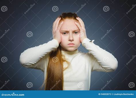 Closeup Sad Girl With Worried Stressed Face Expression Stock Photo