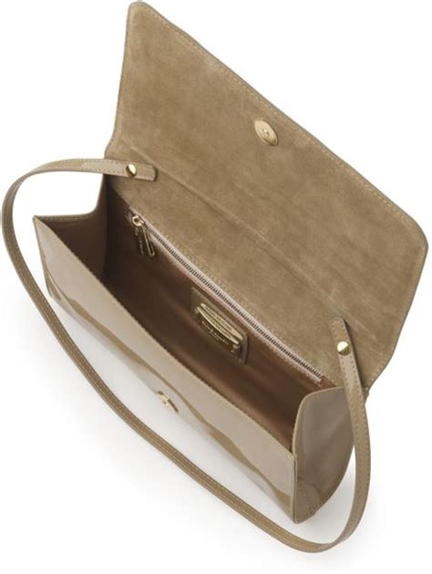Lk Bennett Frome Patent Letaher Clutch Bag In Beige Taupe Lyst