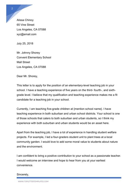 Sample Teacher Cover Letter With Experience Top Letter